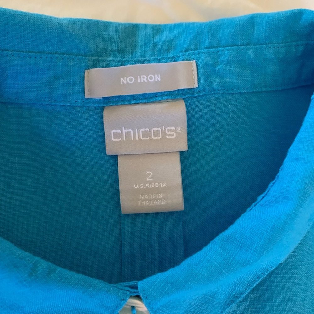 Chico’s No-iron Linen Shirt size 2(L-12). - Picture 5 of 11
